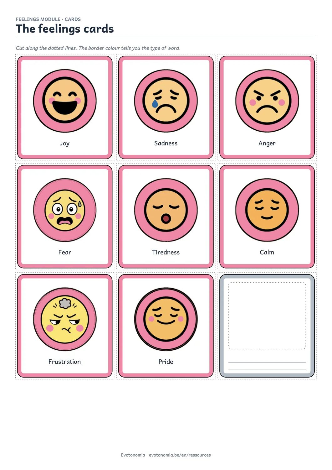 Preview of the emotion cards to cut out.