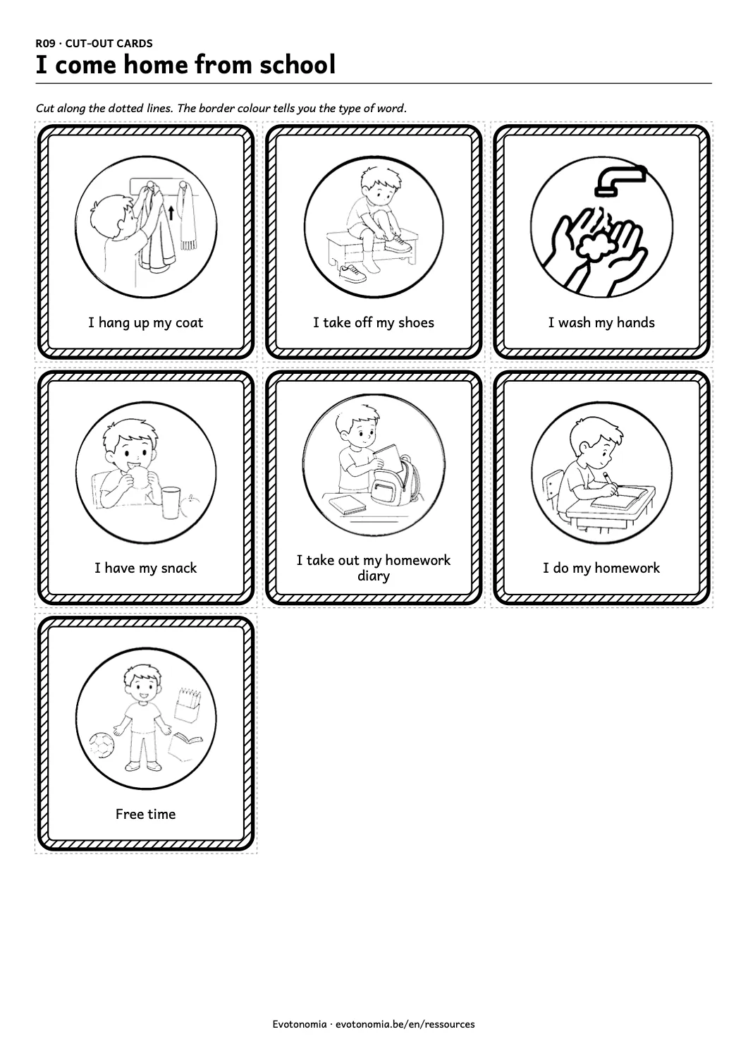 The same sheet in black and white: borders are told apart by their pattern.